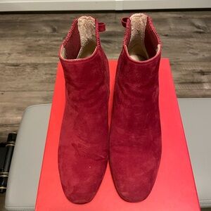 Kate Spade Red Suede Ankle Booties
